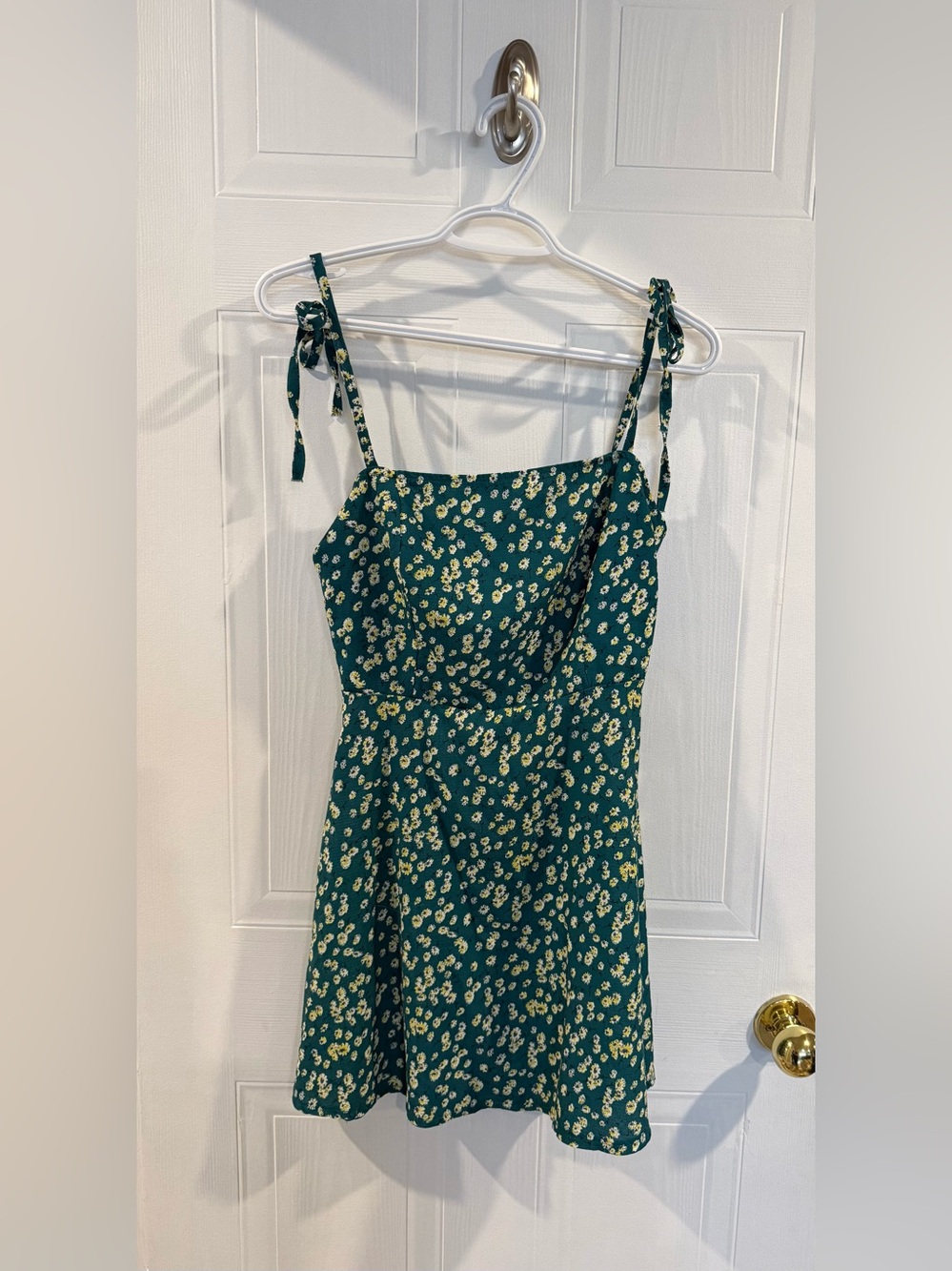 Floral Tie-Shoulder Mini Dress in Green